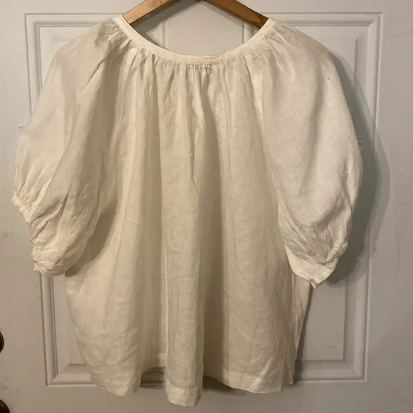 NWOT Sundance Graceful Days White 100% Linen Button Top - Picture 11 of 15